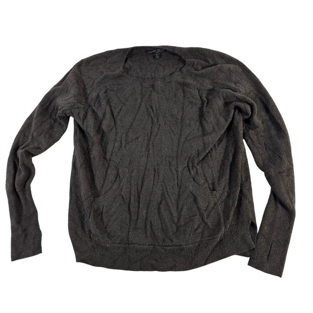 BAREFOOT DREAMS CozyChic Lite Long Sleeve Sweatshirt Pullover Women M Dark Brown